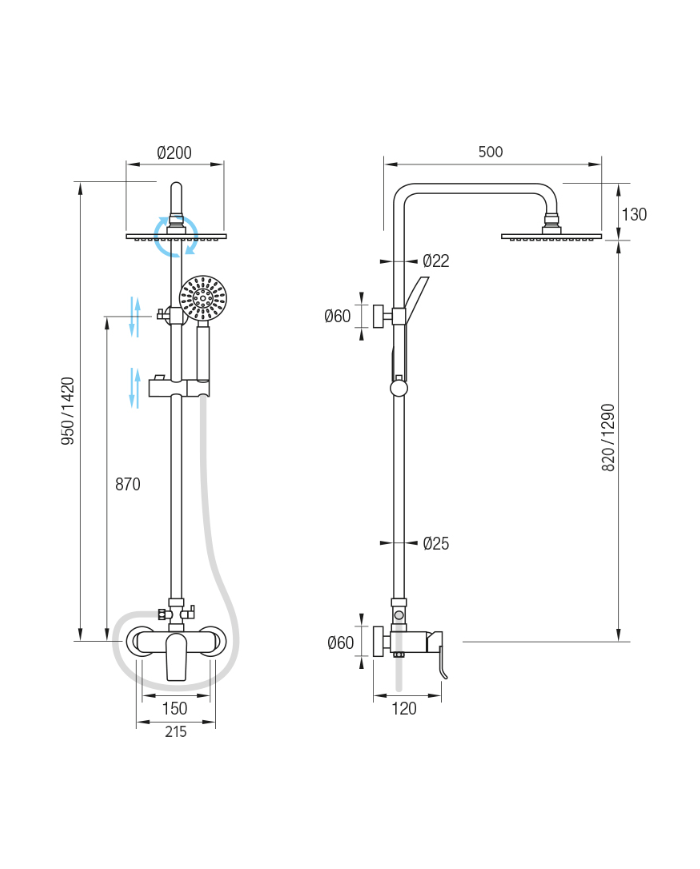 CONJUNTO DUCHA SAYRO MONOMANDO CROMO