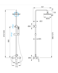 CONJUNTO DUCHA MONOMANDO CROMO MALLORCA