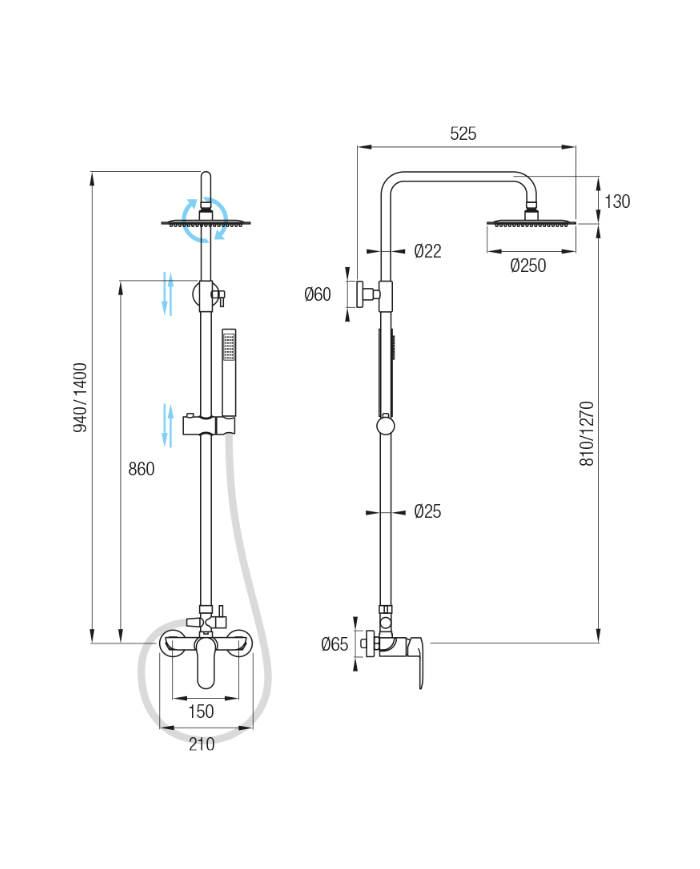 CONJUNTO DUCHA MISURI NEGRO MONOMANDO
