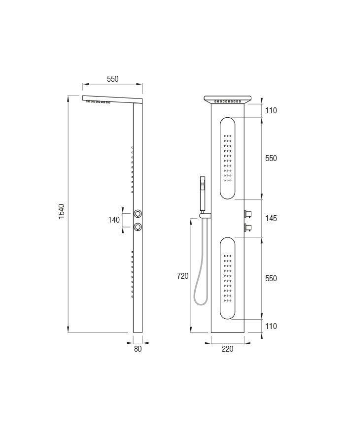 COLUMNA DUCHA PROGRESIVA CAREY NEGRO